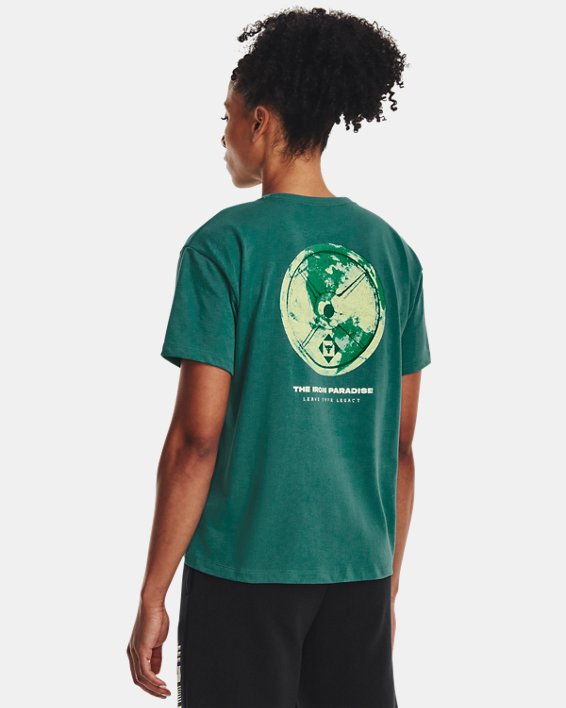 Damesshirt Project Rock Globe met korte mouwen, Green, pdpMainDesktop image number 1